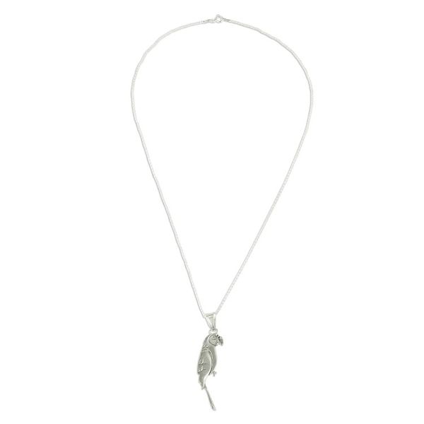 Alternate image for Sterling Silver Costa Rican Macaw Pendant Necklace Cloud Forest Macaw