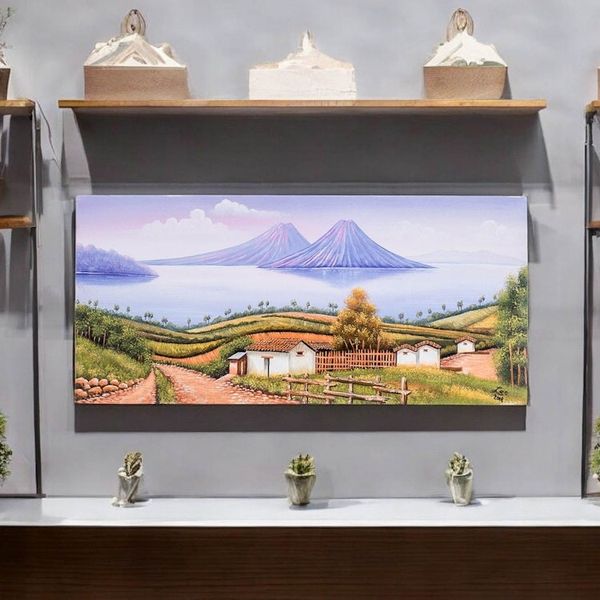 Alternate image for Painting of a Sunset at Lake Atitlan from Guatemala Magic Sunset