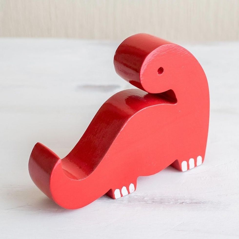 Red Dinosaur Shaped Phone Holder 'Dino in Red'