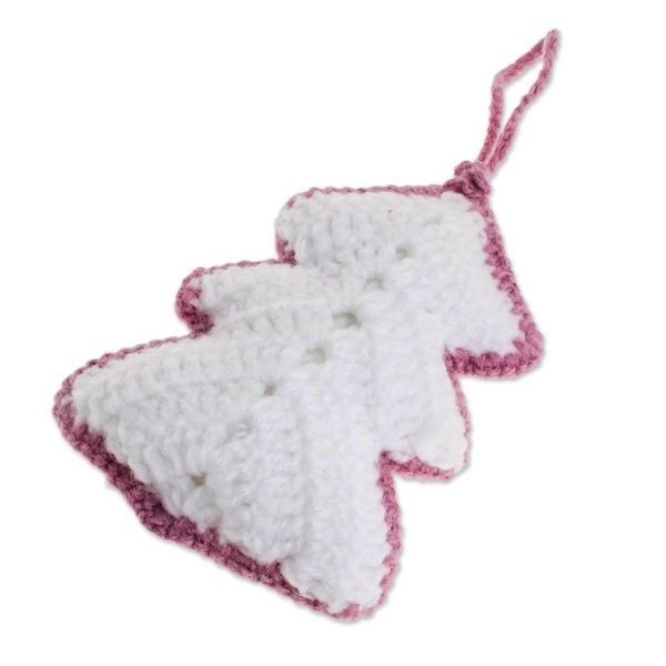 Alternate image for Hand-Crocheted White Christmas Tree Ornaments Set of 4 White Christmas Trees