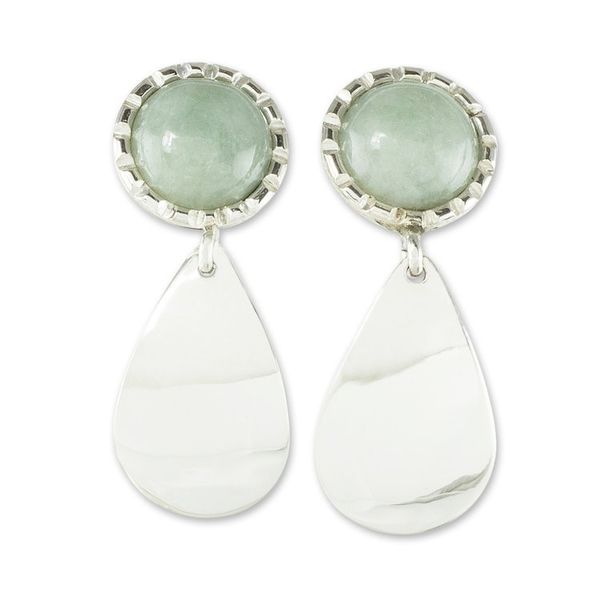 Alternate image for Light Green Earrings with Sterling Silver Maya Polish in Light Green