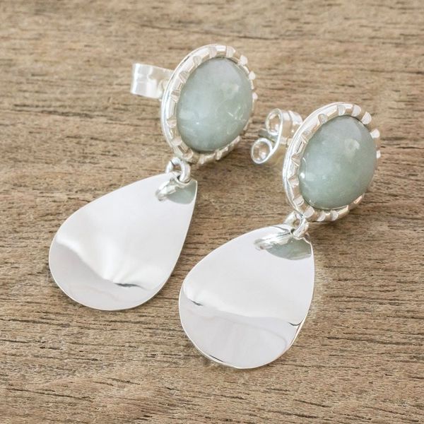 Alternate image for Light Green Earrings with Sterling Silver Maya Polish in Light Green
