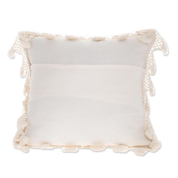 Alternate image for Handwoven Geometric Cotton Cushion Cover in Eggshell Traditional Motifs in Eggshell