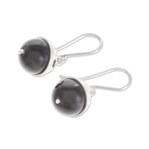 Alternate image for Modern Circular Onyx Dangle Earrings from Nicaragua Modern Holes