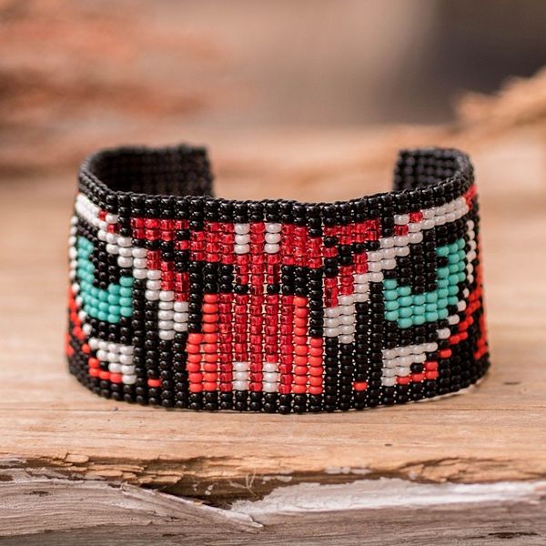 Alternate image for Multicolored Beaded Tiger Motif Bracelet Tiger Eyes