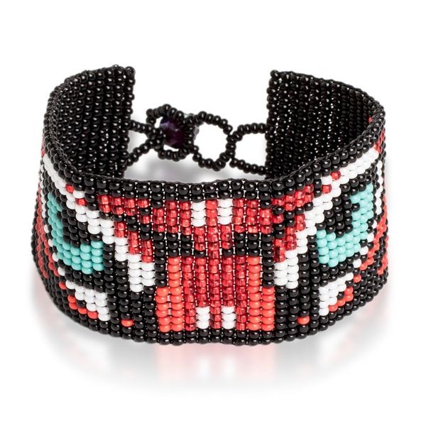 Alternate image for Multicolored Beaded Tiger Motif Bracelet Tiger Eyes