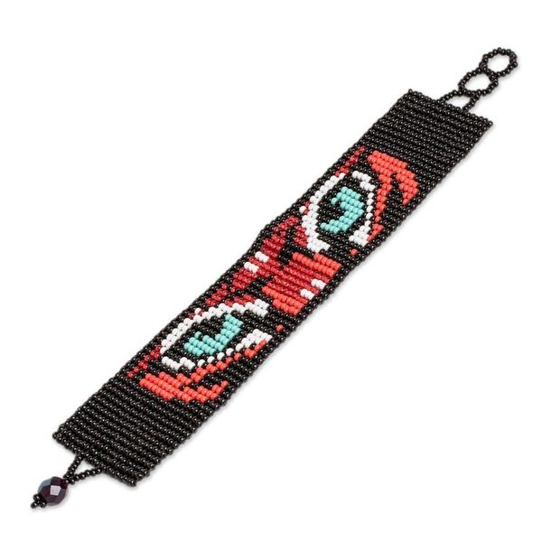 Alternate image for Multicolored Beaded Tiger Motif Bracelet Tiger Eyes
