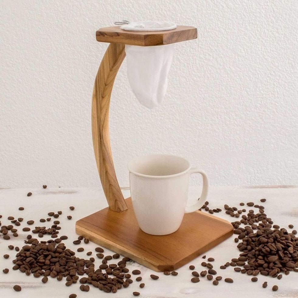Single Serve Teak Drip Coffee Stand 'Coffee Fragrance'