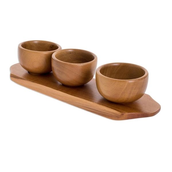 Alternate image for Wood Condiment Serving Set 4 Pieces Natural Elegance