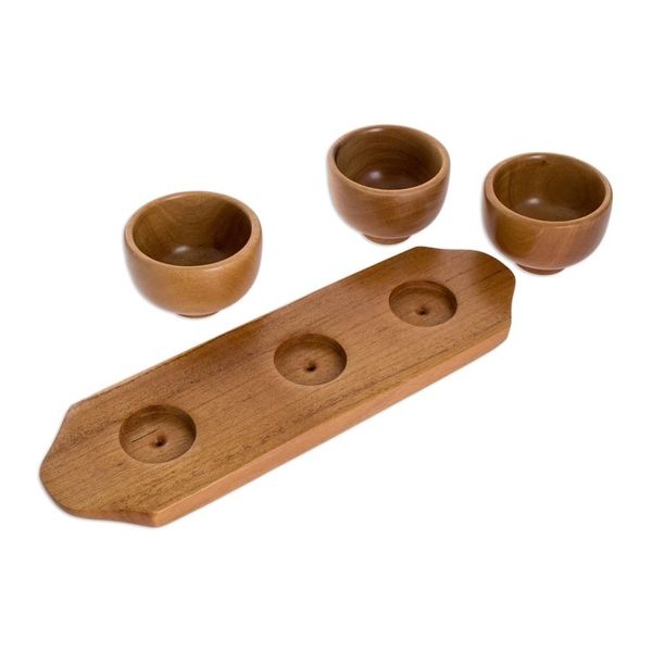Alternate image for Wood Condiment Serving Set 4 Pieces Natural Elegance
