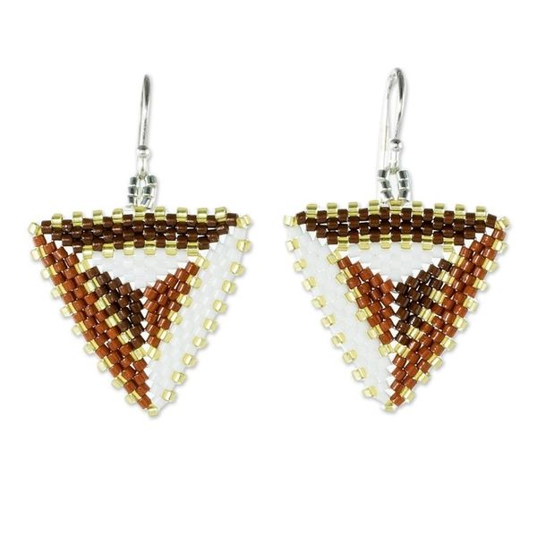 Alternate image for Beaded Triangular Dangle Earrings Triangulation in Spice