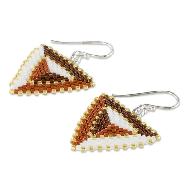 Alternate image for Beaded Triangular Dangle Earrings Triangulation in Spice