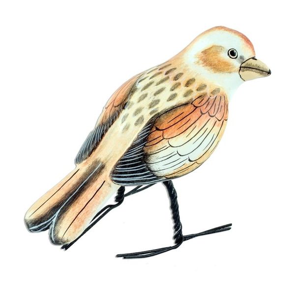 Alternate image for Guatemala Handcrafted Ceramic Snow Bunting Bird Figurine Snow Bunting