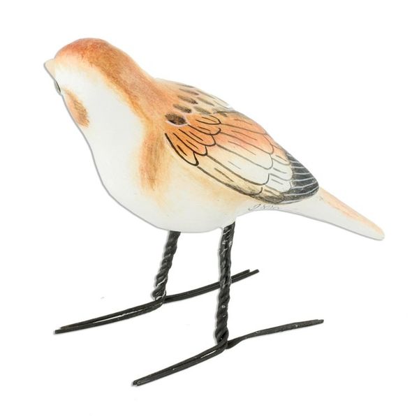 Alternate image for Guatemala Handcrafted Ceramic Snow Bunting Bird Figurine Snow Bunting