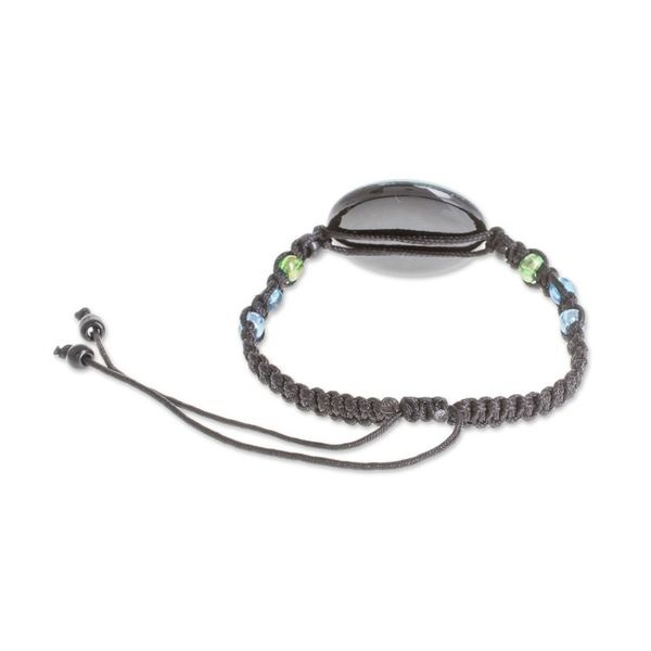Alternate image for Spiral Motif Glass Beaded Macrame Pendant Bracelet Mesmerizing Skies