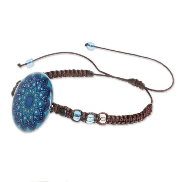 Alternate image for Glass Beaded Macrame Pendant Bracelet in Blue Blue Rivers