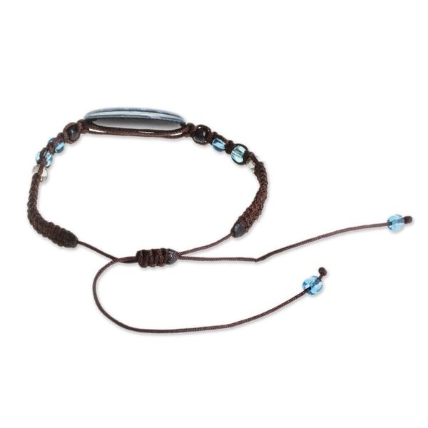 Alternate image for Glass Beaded Macrame Pendant Bracelet in Blue Blue Rivers