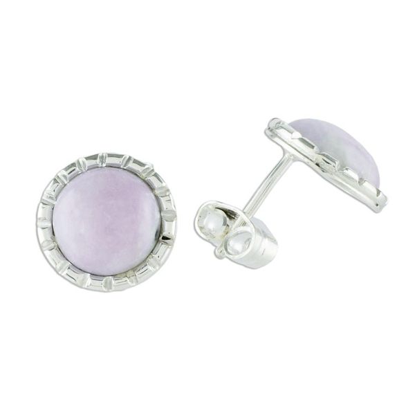 Alternate image for Sterling Silver Stud Earrings with Lilac Jade Circles Lilac Moon