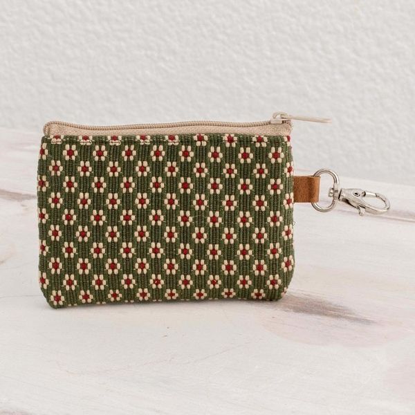 Alternate image for Hand Woven Coin Purse Green Ditsy