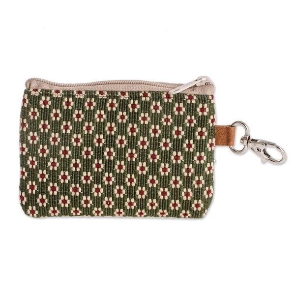 Alternate image for Hand Woven Coin Purse Green Ditsy