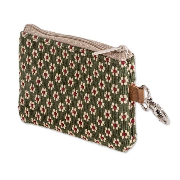 Alternate image for Hand Woven Coin Purse Green Ditsy