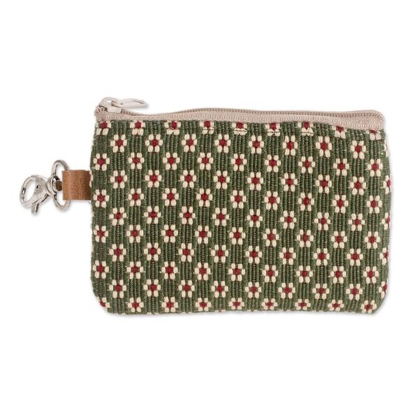 Alternate image for Hand Woven Coin Purse Green Ditsy
