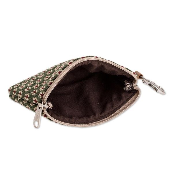 Alternate image for Hand Woven Coin Purse Green Ditsy