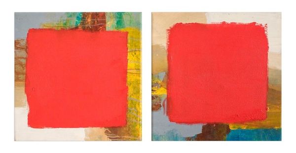 Alternate image for Signed Abstract Diptych in Red from El Salvador 2018 Diptych