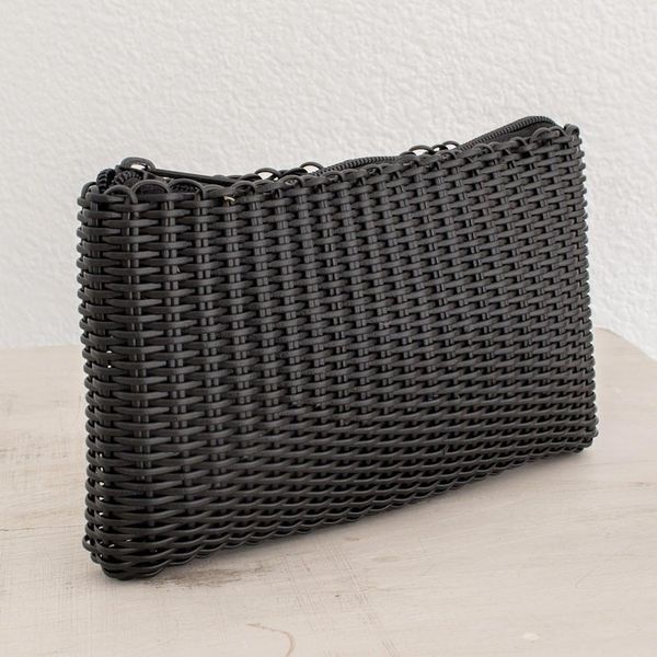 Alternate image for Handwoven Eco Friendly Cosmetic Bag in Black Eco Weave in Black
