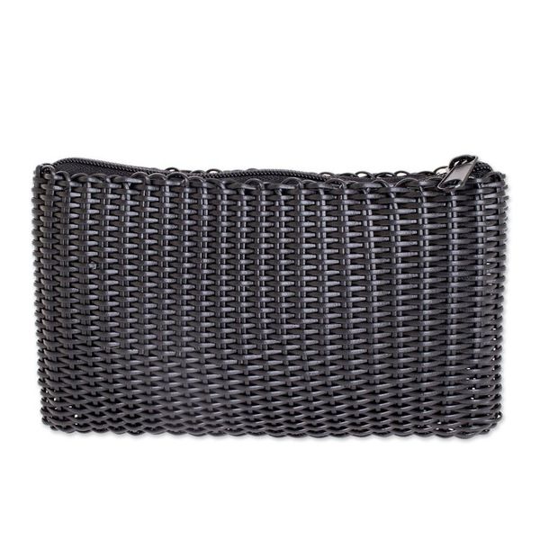 Alternate image for Handwoven Eco Friendly Cosmetic Bag in Black Eco Weave in Black