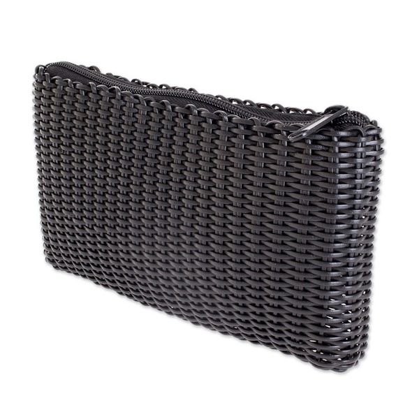 Alternate image for Handwoven Eco Friendly Cosmetic Bag in Black Eco Weave in Black