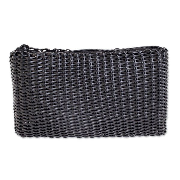 Alternate image for Handwoven Eco Friendly Cosmetic Bag in Black Eco Weave in Black