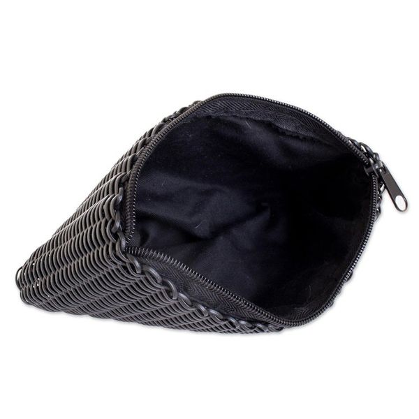 Alternate image for Handwoven Eco Friendly Cosmetic Bag in Black Eco Weave in Black