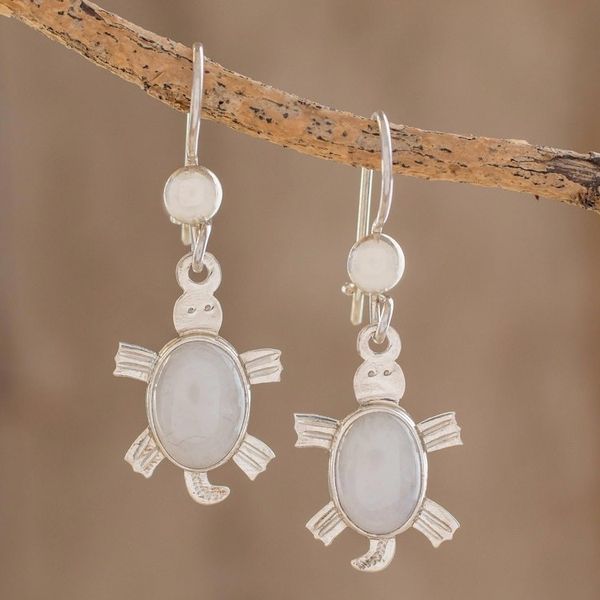 Alternate image for Lilac Jade Dangle Earrings Marine Turtles