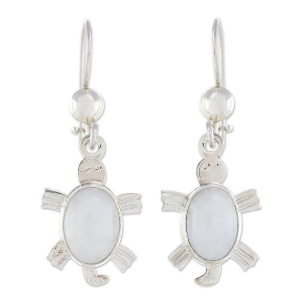 Alternate image for Lilac Jade Dangle Earrings Marine Turtles