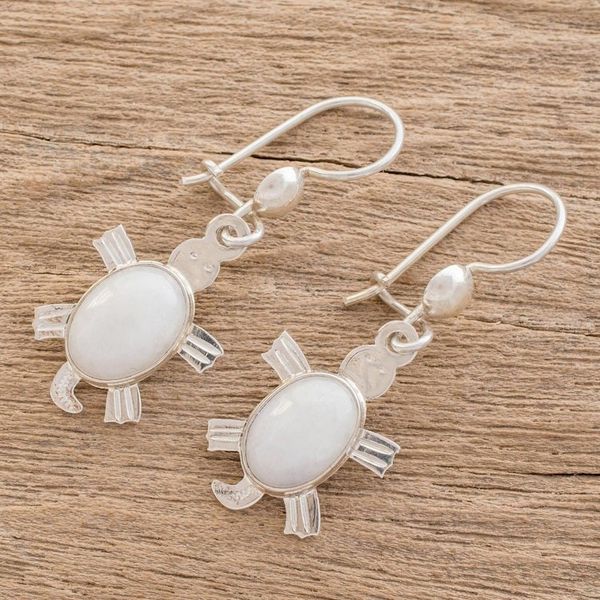 Alternate image for Lilac Jade Dangle Earrings Marine Turtles