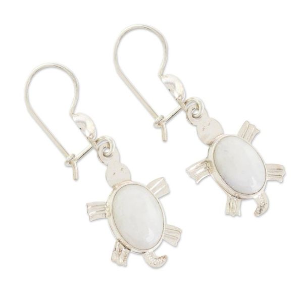 Alternate image for Lilac Jade Dangle Earrings Marine Turtles