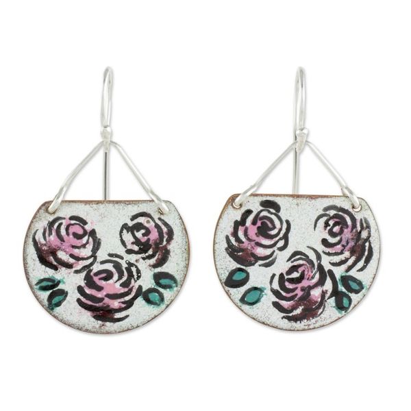 Alternate image for Sterling Silver and Copper Flower Earrings from Costa Rica Vintage Flowers