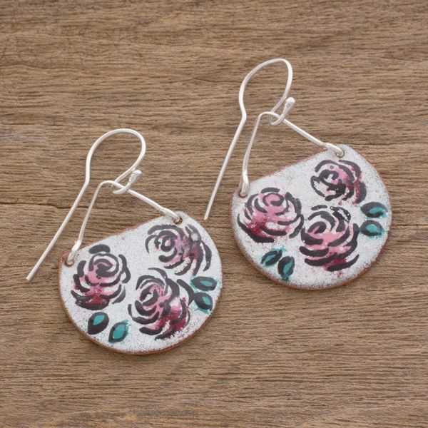 Alternate image for Sterling Silver and Copper Flower Earrings from Costa Rica Vintage Flowers