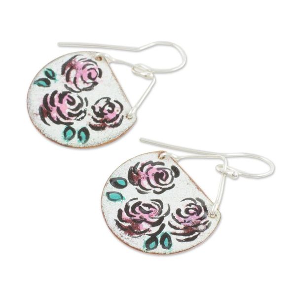 Alternate image for Sterling Silver and Copper Flower Earrings from Costa Rica Vintage Flowers