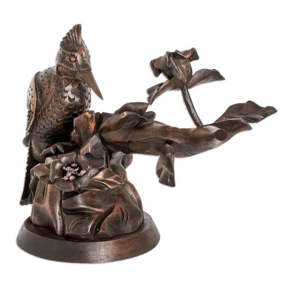 Alternate image for Hand Carved Cedar Wood Bird Sculpture from Guatemala Industrious Woodpecker