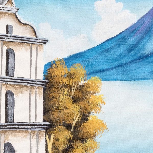 Alternate image for Guatemalan Landscape Scene in Oil on Canvas San Antonio Palopo I