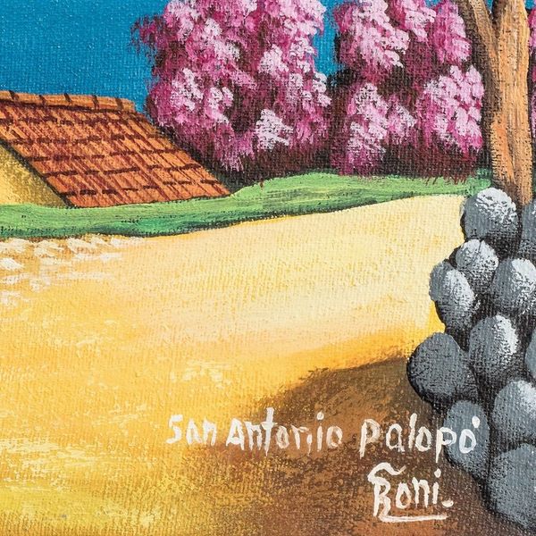 Alternate image for Guatemalan Landscape Scene in Oil on Canvas San Antonio Palopo I