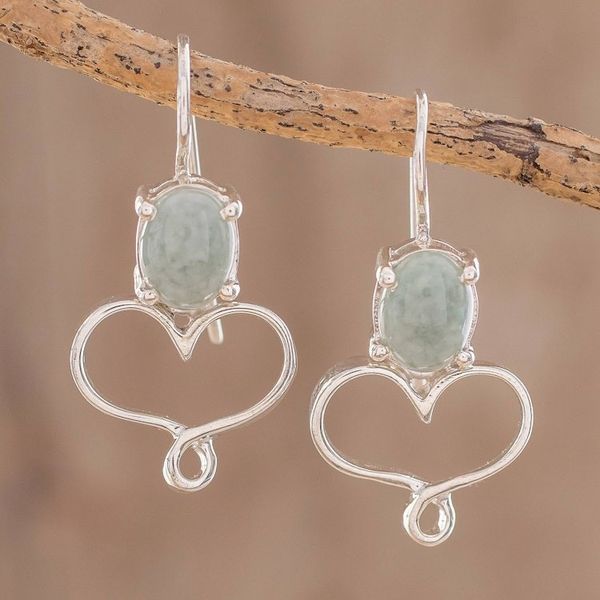 Alternate image for Apple Green Jade Heart Drop Earrings from Guatemala Jade Beat