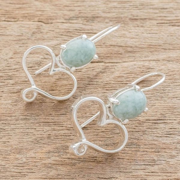 Alternate image for Apple Green Jade Heart Drop Earrings from Guatemala Jade Beat