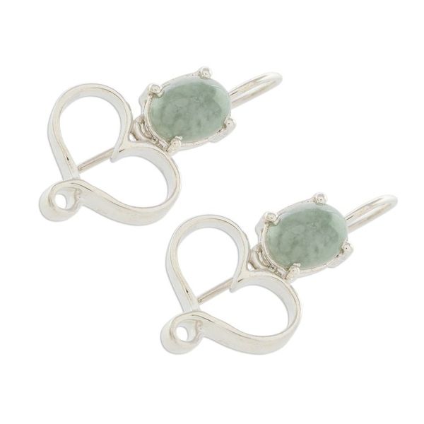 Alternate image for Apple Green Jade Heart Drop Earrings from Guatemala Jade Beat