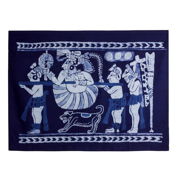 Alternate image for Batik Cotton Wall Hanging with Mayan Motifs from El Salvador Ah Ppolom Merchant