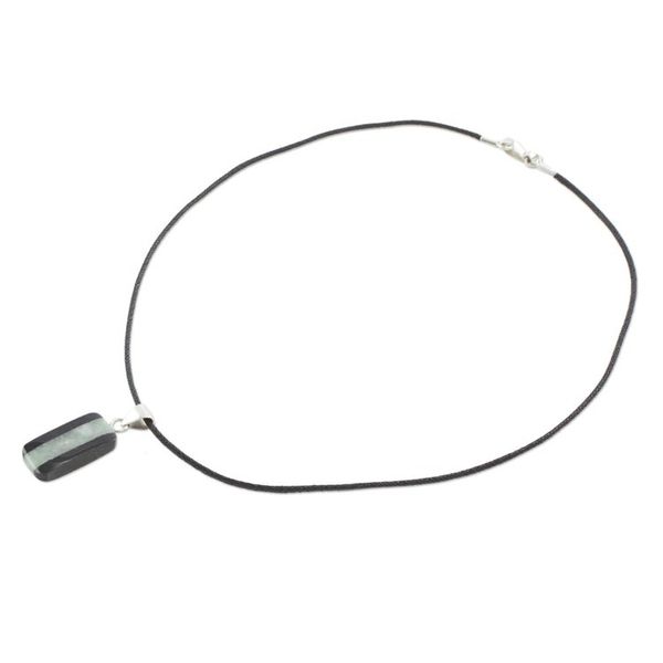 Alternate image for Collectible Black Cotton and Jade Pendant Necklace Maya Legend