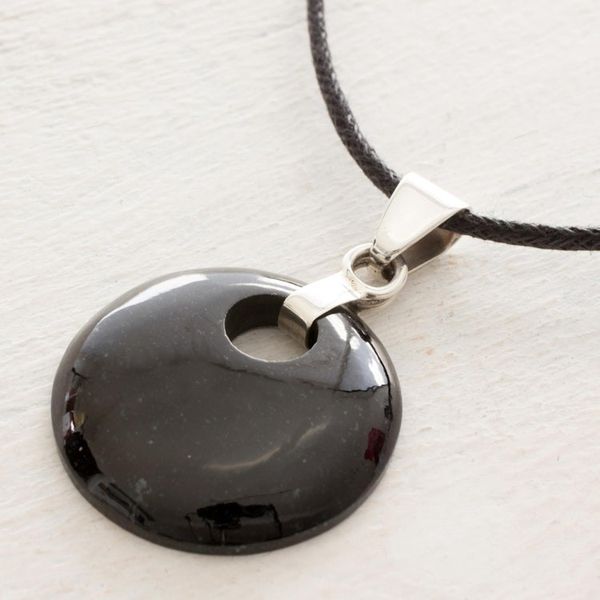 Alternate image for Jade Pendant on Black Cotton Cord Necklace Black Maya Moon