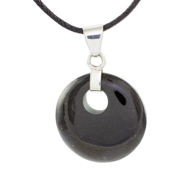 Alternate image for Jade Pendant on Black Cotton Cord Necklace Black Maya Moon